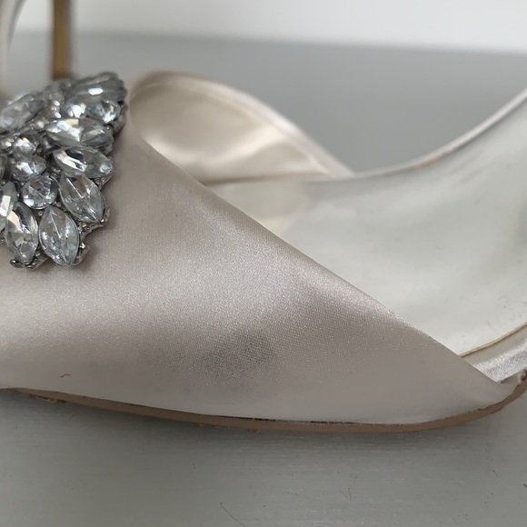 RSVP Satin Open Toe Pump with Rhinstones - Picture 4 of 6